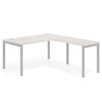 Mesa de oficina en L Kube fondo 80cm con ala, estructura aluminio - CALIFORNIA, 140x180