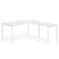 Mesa de oficina en L Kube fondo 80cm con ala, estructura blanca - ALBO, 180x180