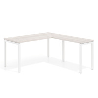 Mesa de oficina en L Kube fondo 68cm con ala estrecha, estructura blanco - CALIFORNIA, 140x168