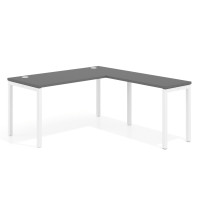 Mesa de oficina en L Kube fondo 68cm con ala estrecha, estructura blanco - GRIS TORMENTA, 180x168