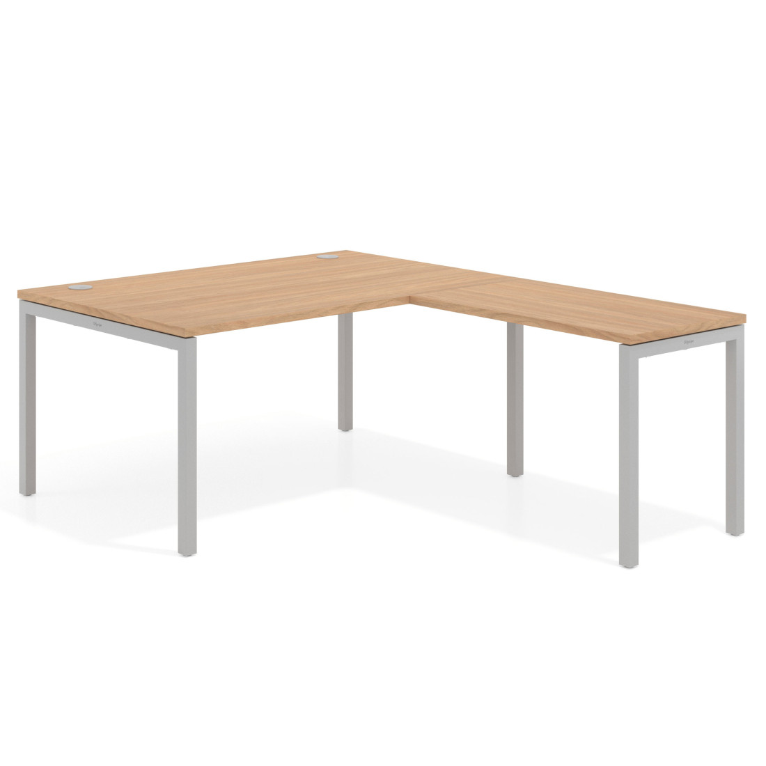Mesa de dirección en L Kube fondo 100 con ala ancha, estructura aluminio