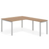 Mesa de dirección en L Kube fondo 100 con ala ancha, estructura aluminio