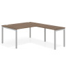Mesa de dirección en L Kube fondo 100 con ala ancha, estructura aluminio