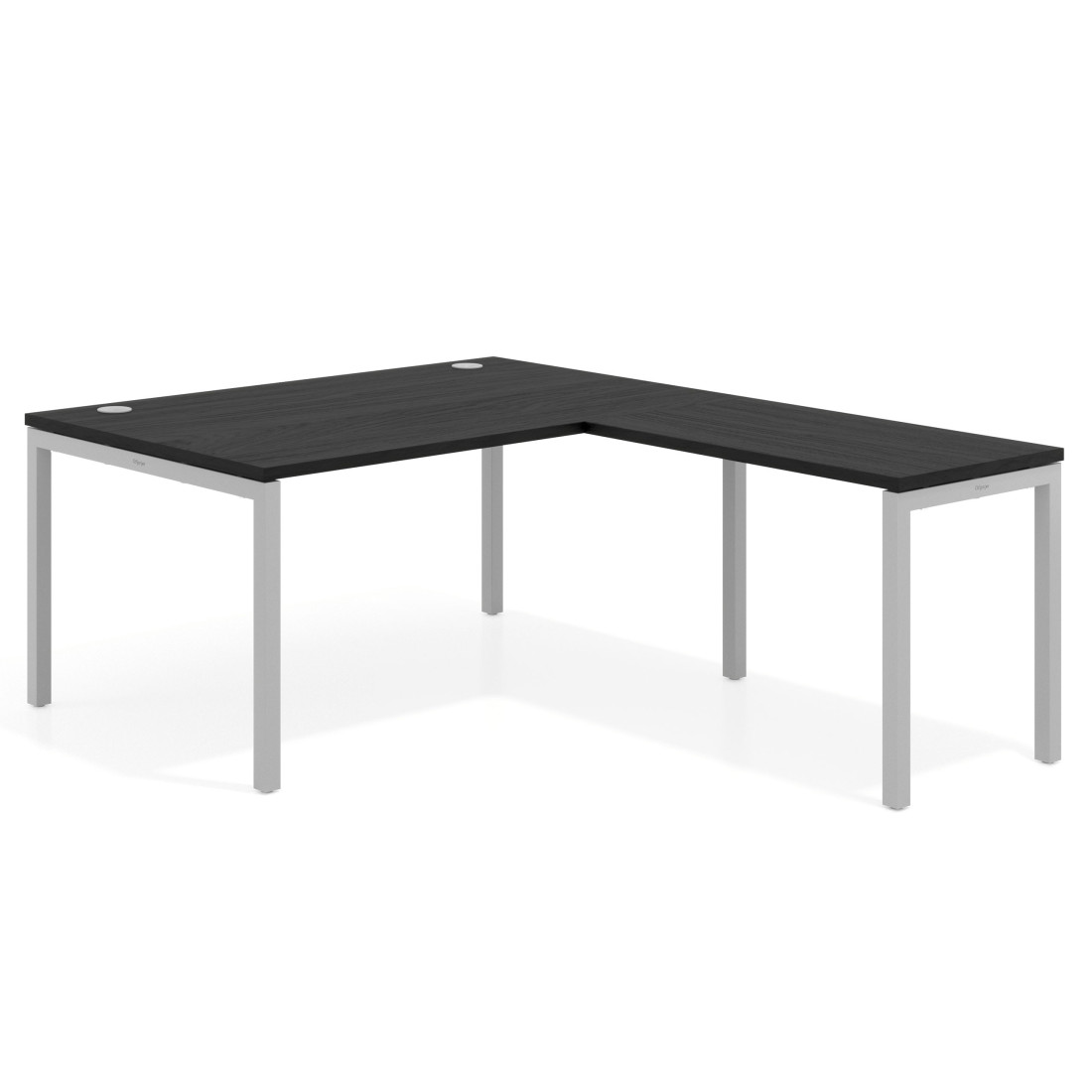 Mesa de dirección en L Kube fondo 100 con ala ancha, estructura aluminio