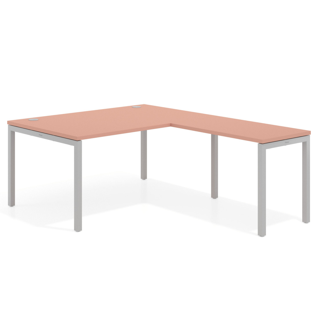 Mesa de dirección en L Kube fondo 100 con ala ancha, estructura aluminio