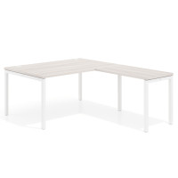 Mesa de dirección en L Kube fondo 100 con ala ancha, estructura blanca - CALIFORNIA, 140x200