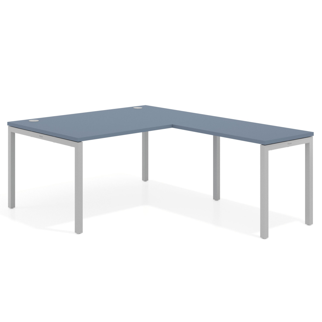 Mesa de dirección en L Kube fondo 100 con ala ancha, estructura aluminio