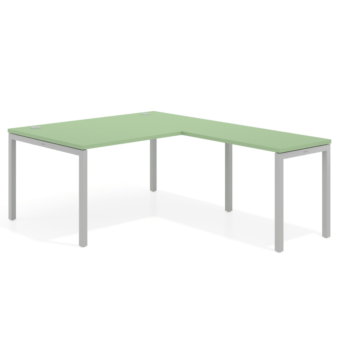 Mesa de dirección en L Kube fondo 100 con ala ancha, estructura aluminio