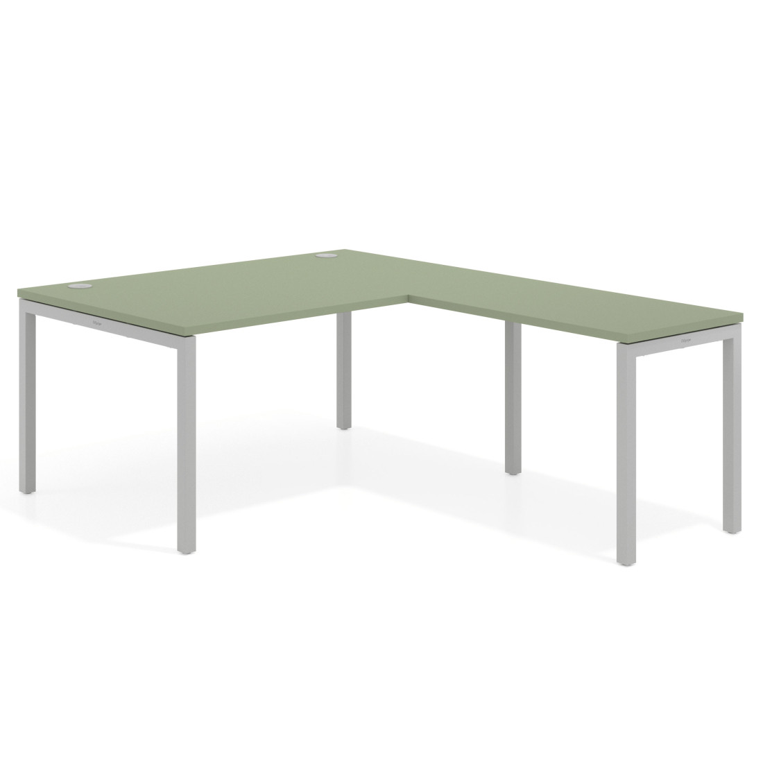 Mesa de dirección en L Kube fondo 100 con ala ancha, estructura aluminio