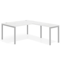Mesa de dirección en L Kube fondo 100 con ala ancha, estructura aluminio - ALBO, 200x200