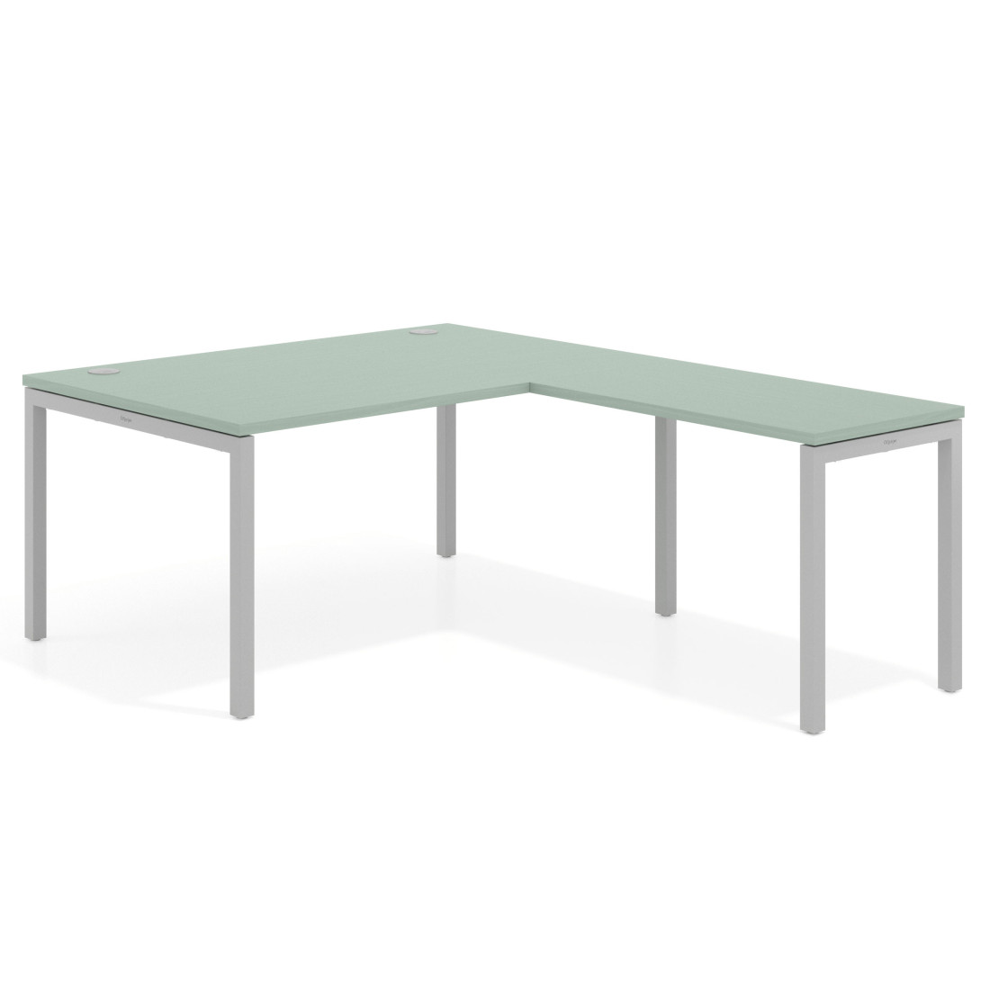 Mesa de dirección en L Kube fondo 100 con ala ancha, estructura aluminio