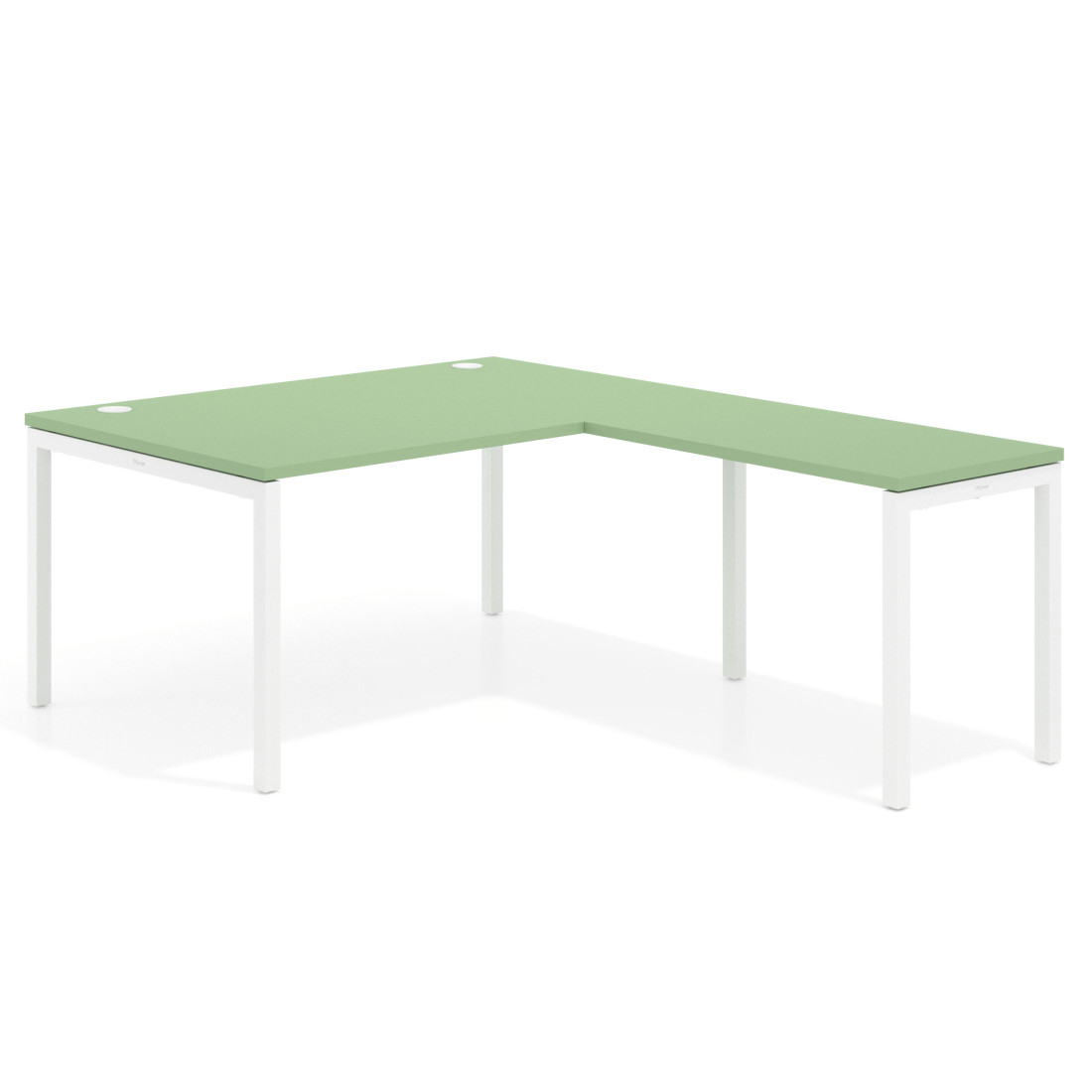 Mesa de dirección en L Kube fondo 100 con ala ancha, estructura blanca
