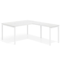 Mesa de dirección en L Kube fondo 100 con ala ancha, estructura blanca - ALBO, 200x200