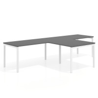 Mesa de oficina progresiva doble con ala extensión Kube, estructura blanca - GRIS TORMENTA, 280X180