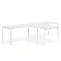 Mesa de oficina progresiva doble con ala extensión Kube, estructura blanca - ALBO, 280X180
