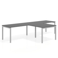 Mesa de oficina progresiva doble con ala extensión Kube, estructura aluminio - GRIS TORMENTA, 160x180