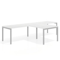Mesa de oficina progresiva doble con ala extensión Kube, estructura aluminio - ALBO, 160x180