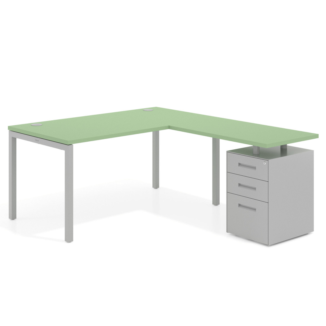 mesa en l 140x180 verde talco kube mesa en l fondo 80 frontales metal recto 1