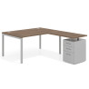 Mesa de dirección en L con cajones Kube, fondo 100, frontales metal, estructura aluminio