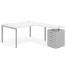 Mesa de dirección en L con cajones Kube, fondo 100, frontales metal, estructura aluminio