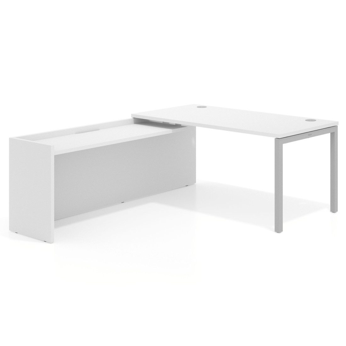 mesa en l 140x205 blanco mate kube mesa con ala fondo 80cm recto 1