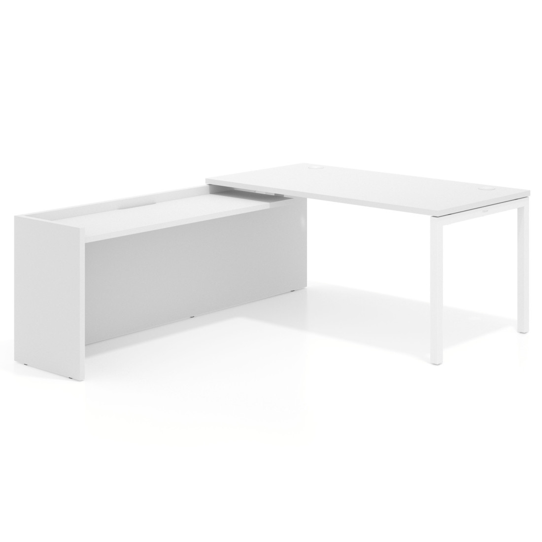 mesa en l 140x205 blanco mate kube mesa con ala fondo 80cm recto 1