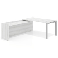 Mesa de despacho en L Kube fondo 80cm con ala WorkPlus estructura aluminio - ALBO, 180X205, Izquierda