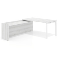 Mesa de despacho en L Kube fondo 80cm con ala WorkPlus estructura blanco - ALBO, 180X205, Izquierda