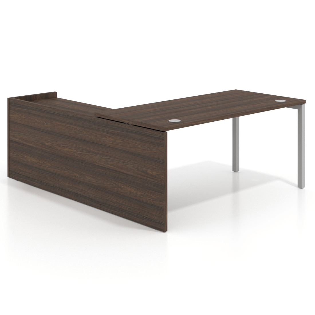 Mesa de despacho en L Kube fondo 80cm con ala WorkPlus estructura aluminio