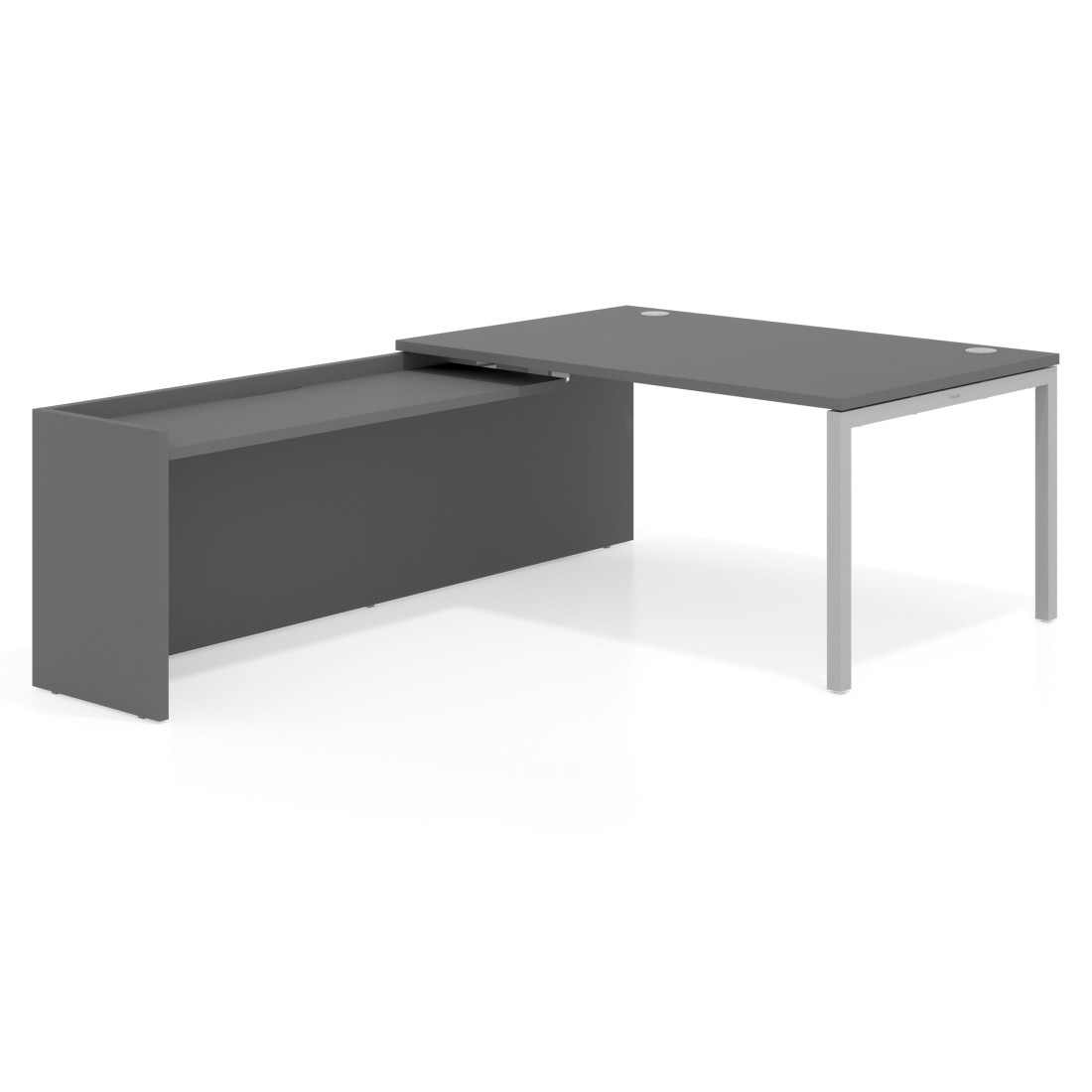 mesa en l 200x225 gris tormenta kube mesa con ala fondo 100cm recto 1