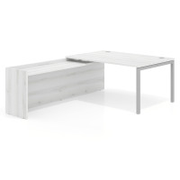 Mesa de dirección en L Kube fondo 100cm con ala WorkPlus estructura aluminio - ALBO, Izquierda, 200X225