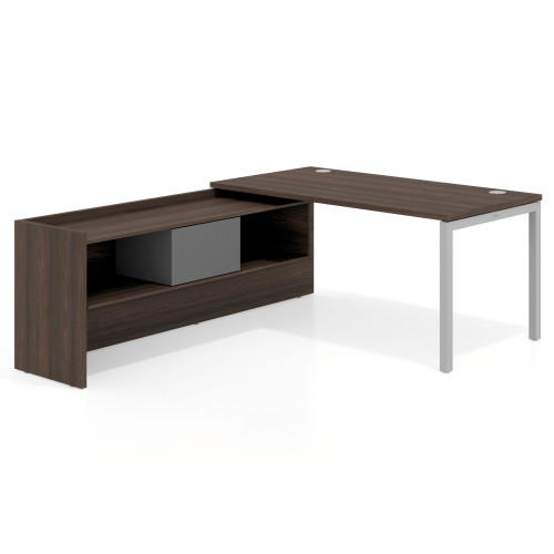 Mesa de despacho en L Kube fondo 80cm con ala+cajones WorkPlus estructura aluminio - 140X205