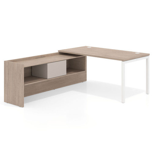 Mesa de despacho en L Kube fondo 80cm con ala+cajones WorkPlus estructura blanco - 140X205