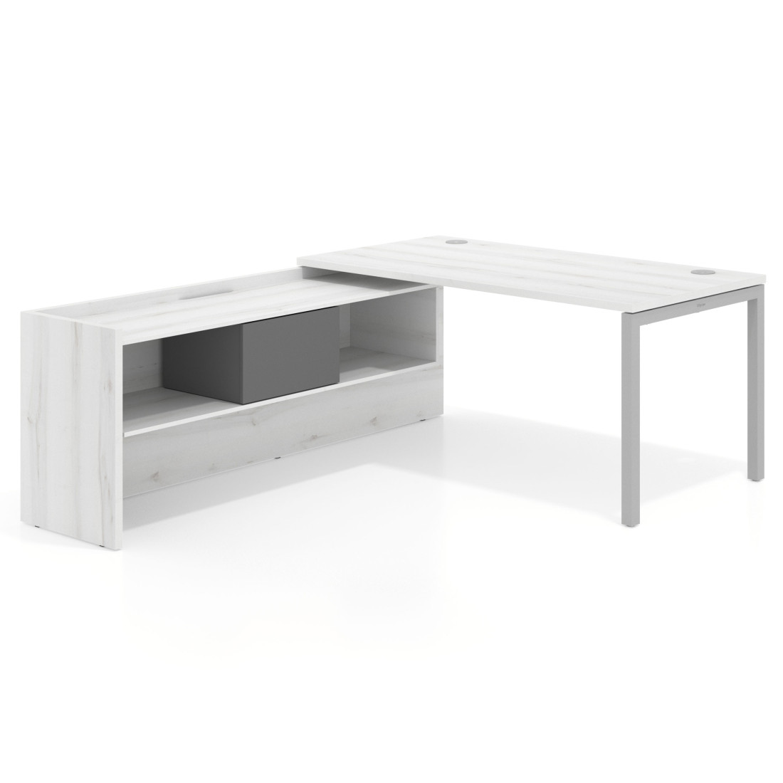 mesa en l 140x205 albo kube mesa con ala pedestal fondo 80cm recto 1