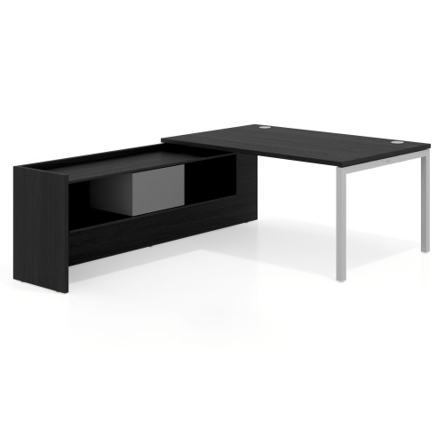 Mesa de dirección en L Kube fondo 100cm con ala+cajones WorkPlus estructura aluminio - 160X225