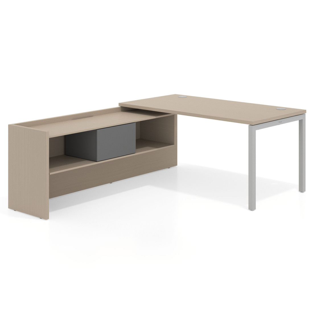 mesa en l 140x205 canvas kube mesa con ala pedestal fondo 80cm recto 1