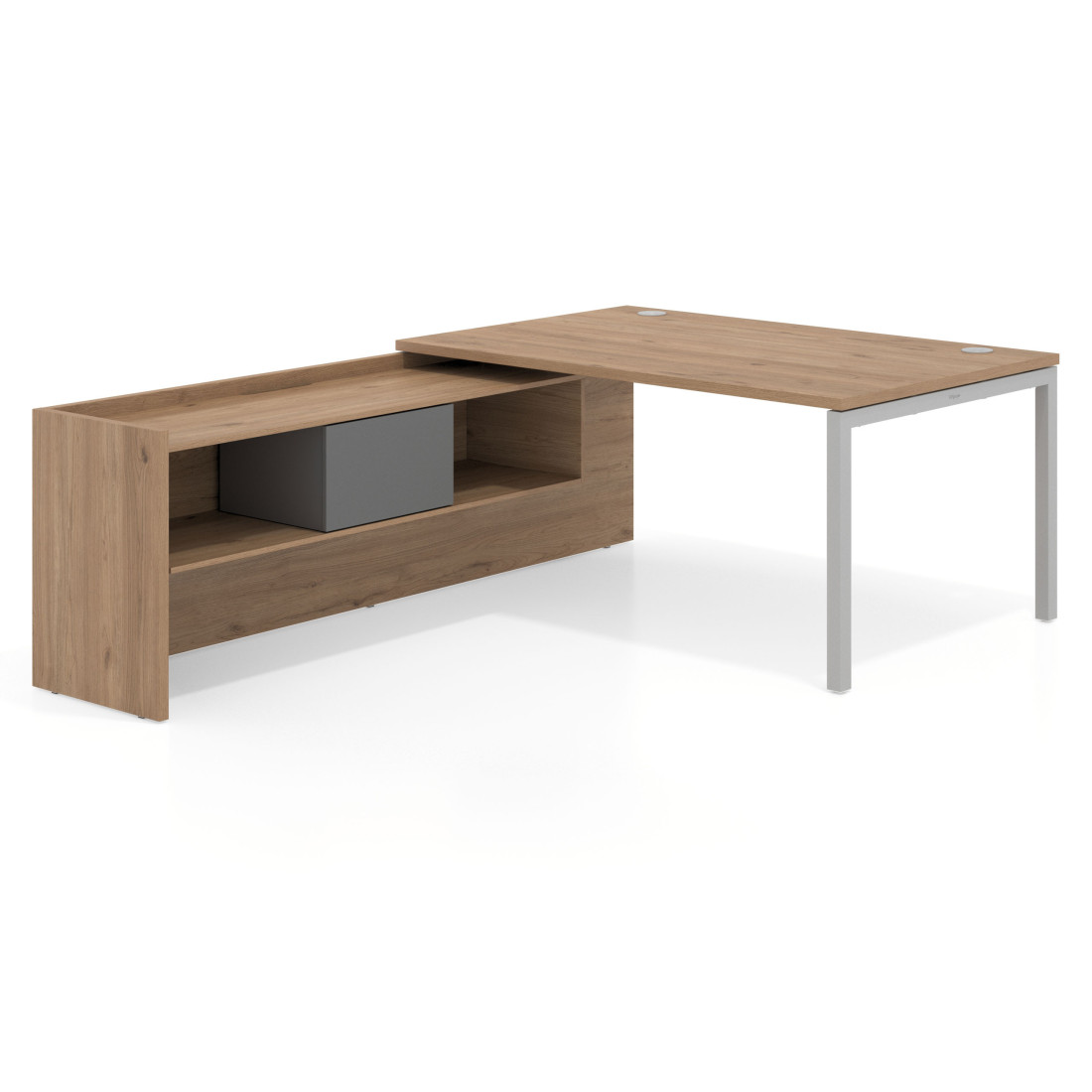 mesa en l 160x225 naturale kube mesa con ala pedestal fondo 100cm recto 1