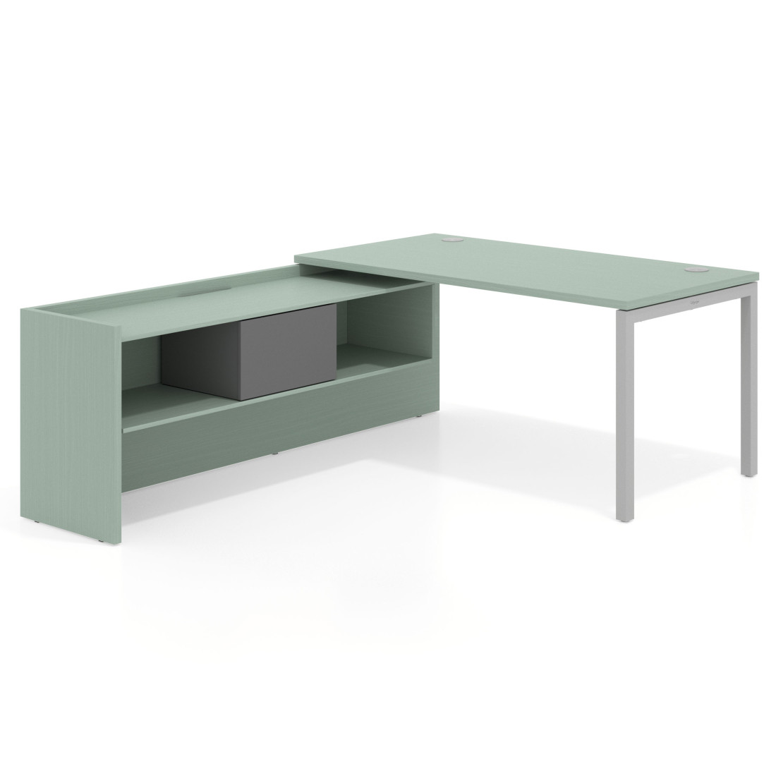 mesa en l 140x205 iris kube mesa con ala pedestal fondo 80cm recto 1