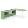 mesa en l 140x205 verde talco kube mesa con ala pedestal fondo 80cm recto 1