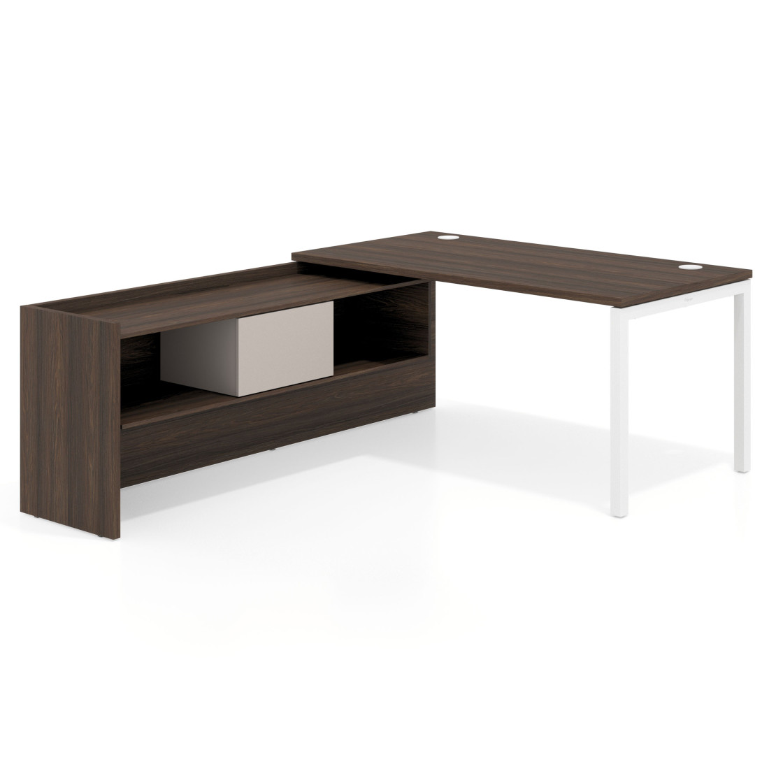 mesa en l 140x205 mistral kube mesa con ala pedestal fondo 80cm recto 1