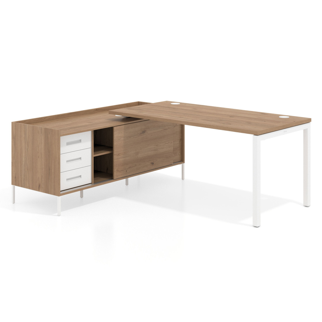 mesa en l 180x160 naturale kube mesa con pedestal cajonera fondo 80cm recto 1