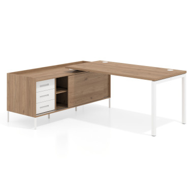 Colecci&oacute;n Mesa con pedestal cajonera fondo 80cm