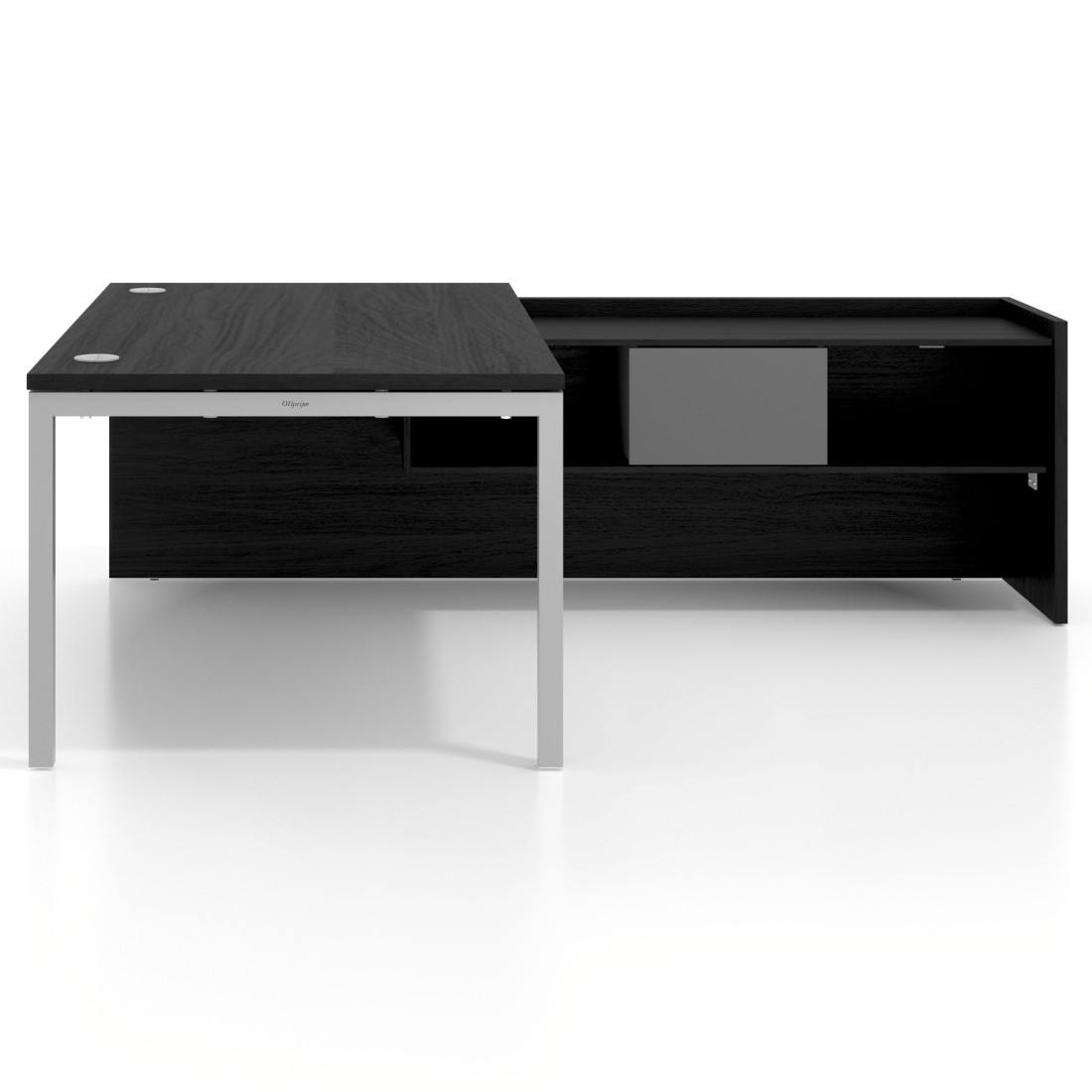 Mesa de dirección en L Kube fondo 100cm con ala+cajones WorkPlus estructura aluminio