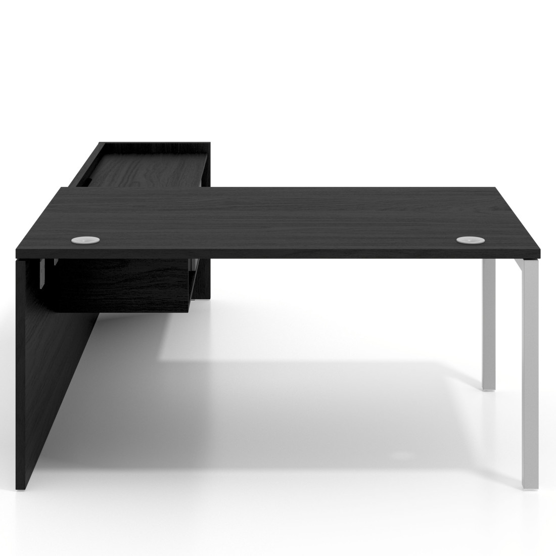 Mesa de dirección en L Kube fondo 100cm con ala+cajones WorkPlus estructura aluminio