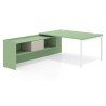 mesa en l 160x225 verde talco kube mesa con ala pedestal fondo 100cm recto 1