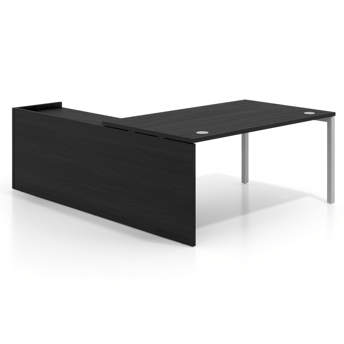 Mesa de dirección en L Kube fondo 100cm con ala+cajones WorkPlus estructura aluminio