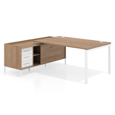 Colecci&oacute;n Mesa con pedestal cajonera fondo 100cm