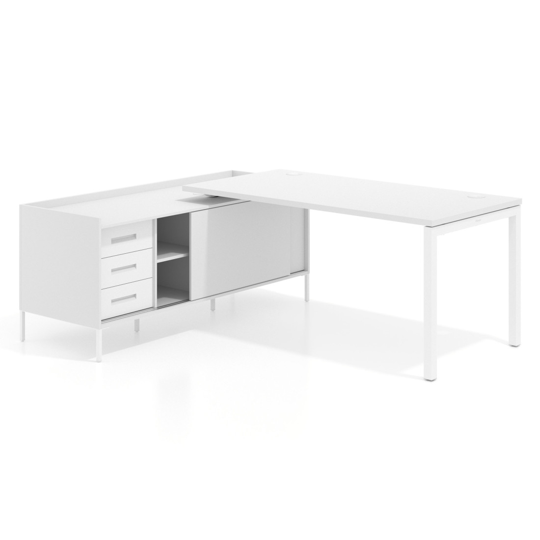 mesa en l 180x160 blanco mate kube mesa con pedestal cajonera fondo 80cm recto 1