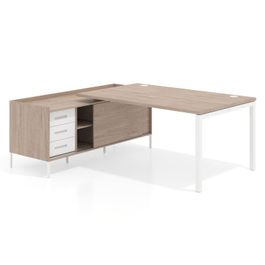 Mesa con pedestal cajonera fondo 100cm