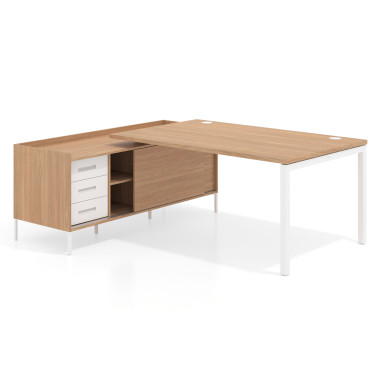 Colecci&oacute;n Mesa con pedestal cajonera fondo 100cm